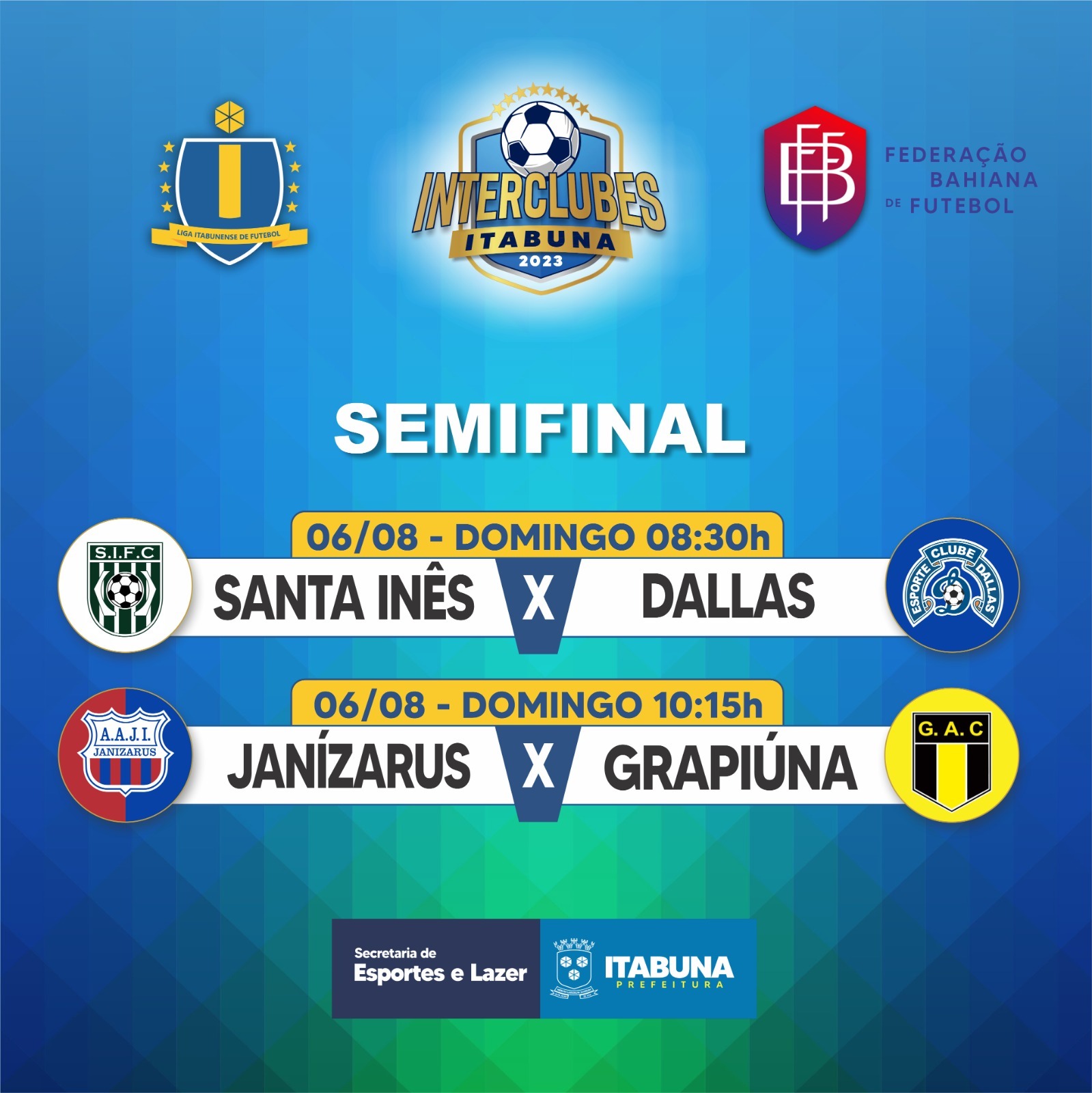 NOTA - Semifinais do Campeonato InterClubes de Futebol de Itabuna adiada