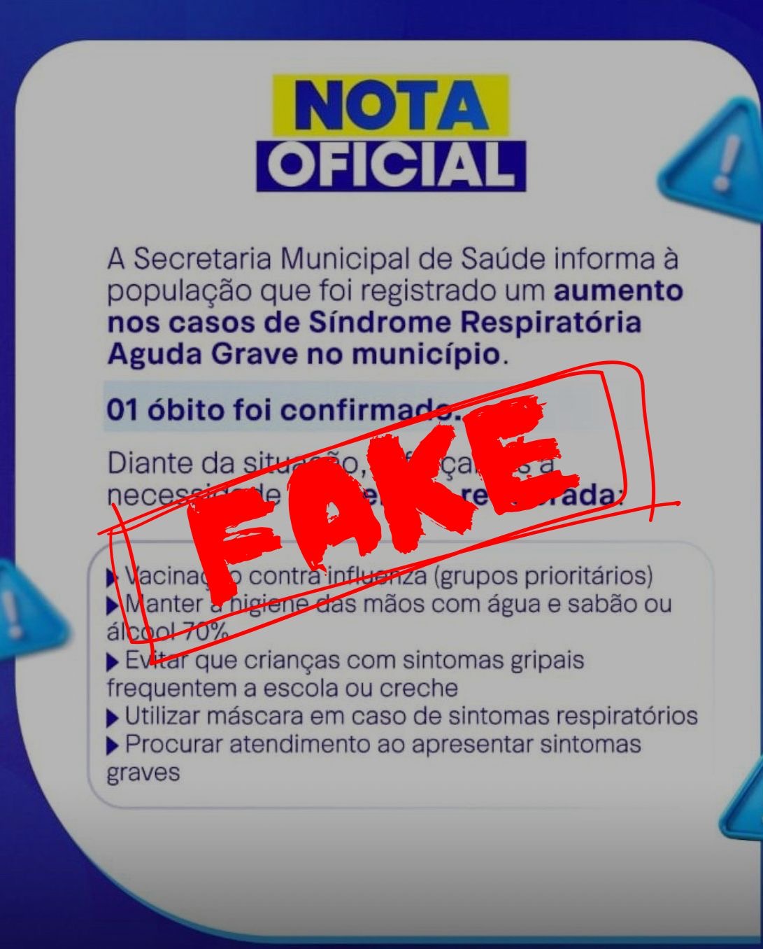 Prefeitura de Itabuna desmente notícia falsa sobre Síndrome Gripal Aguda divulgada em grupos de WhatsApp